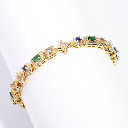 Geometric Colored Gemstone Set (Necklace＆ Bracelet)