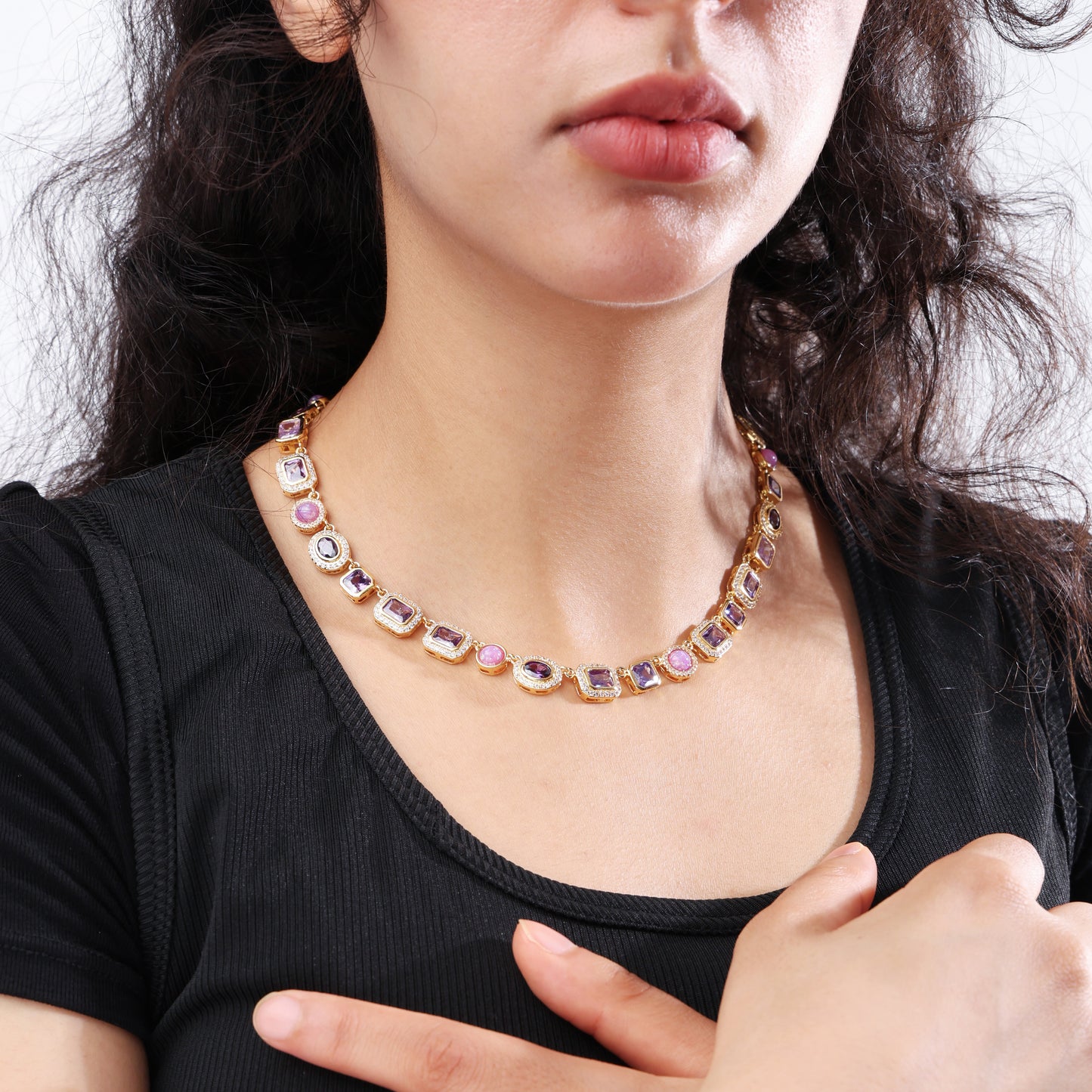 Lunar Purple Gemstone Necklace Set