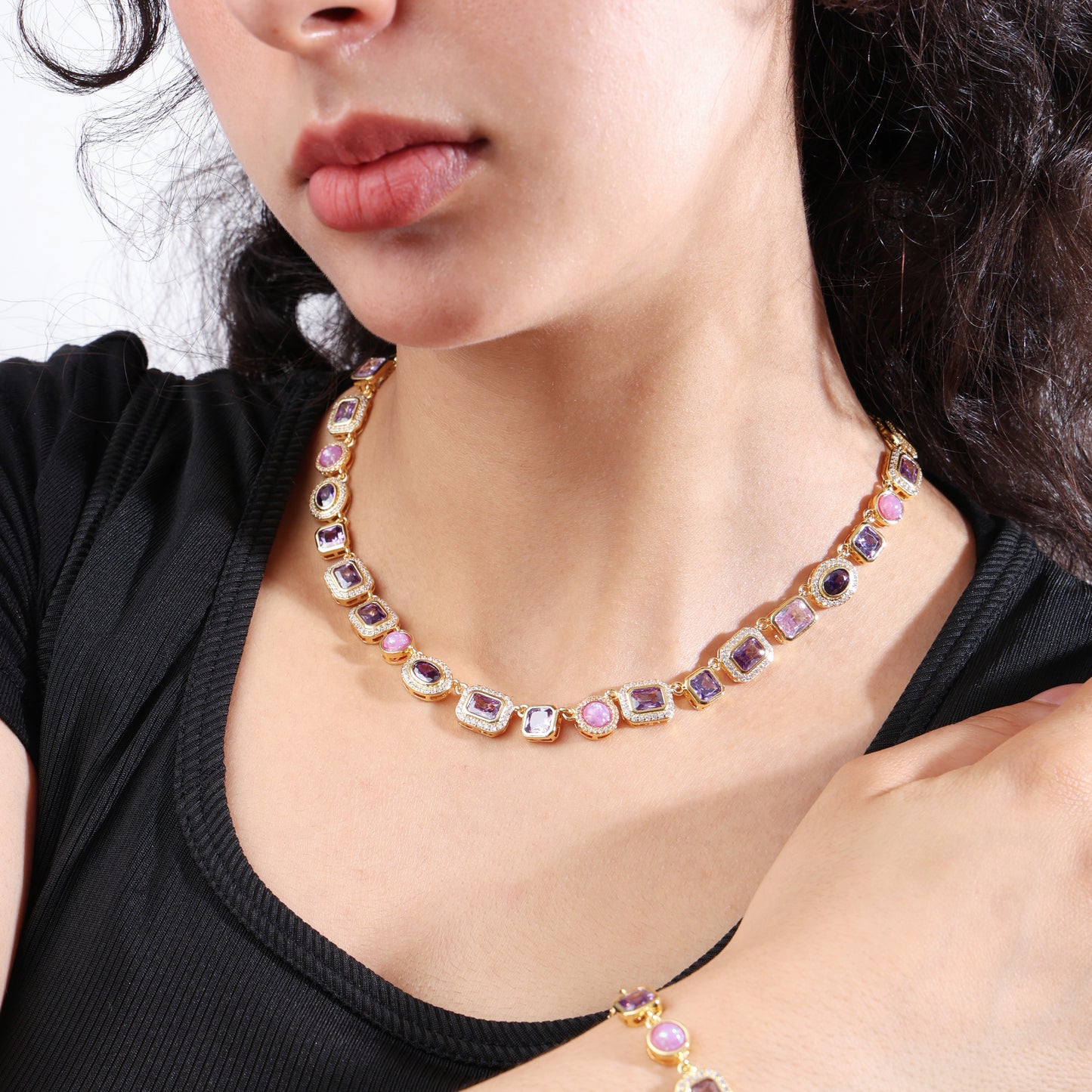 Lunar Purple Gemstone Necklace Set