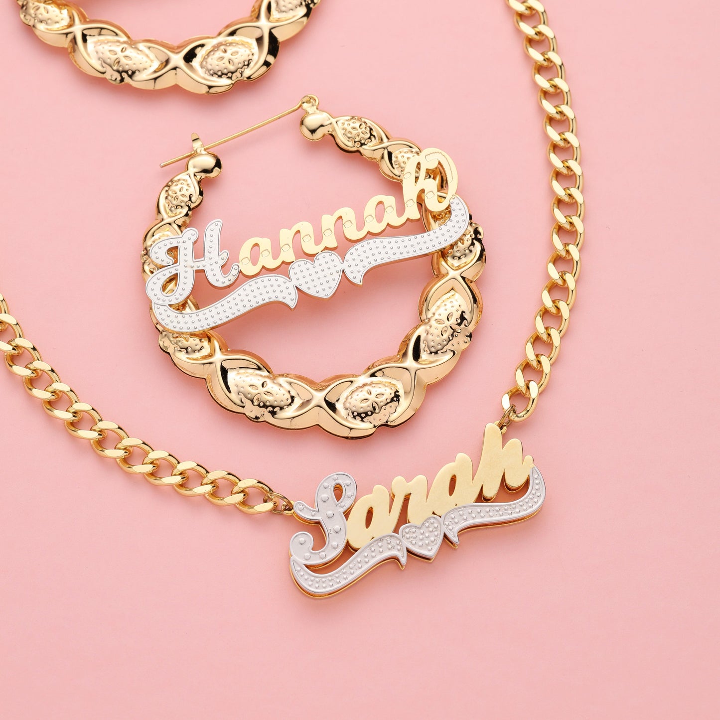 Name Necklace and Hoop Earrings  Kids XOXO Jewelry Set