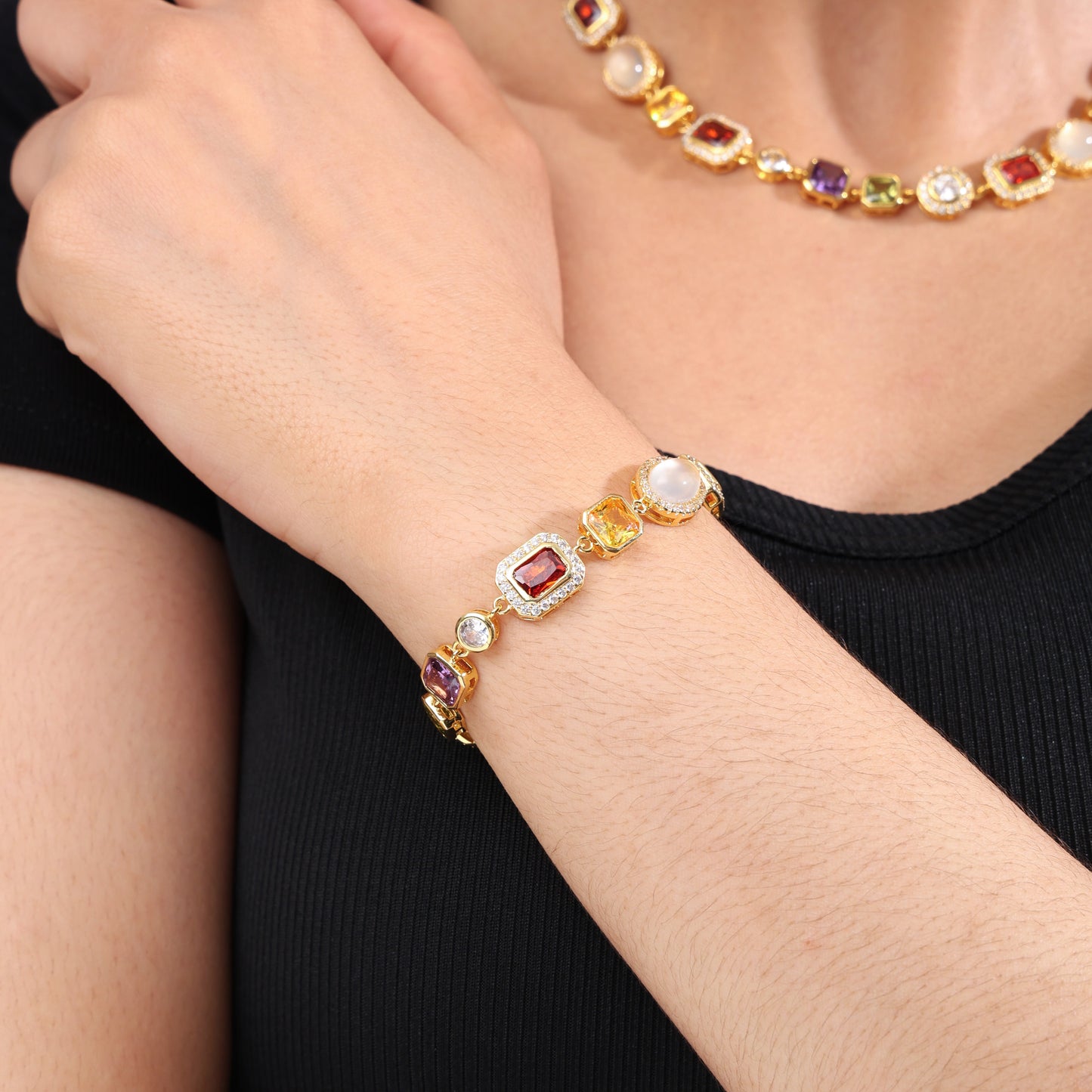 Beautiful Gemstone Set(Gemstone Necklace ＆ Bracelet)