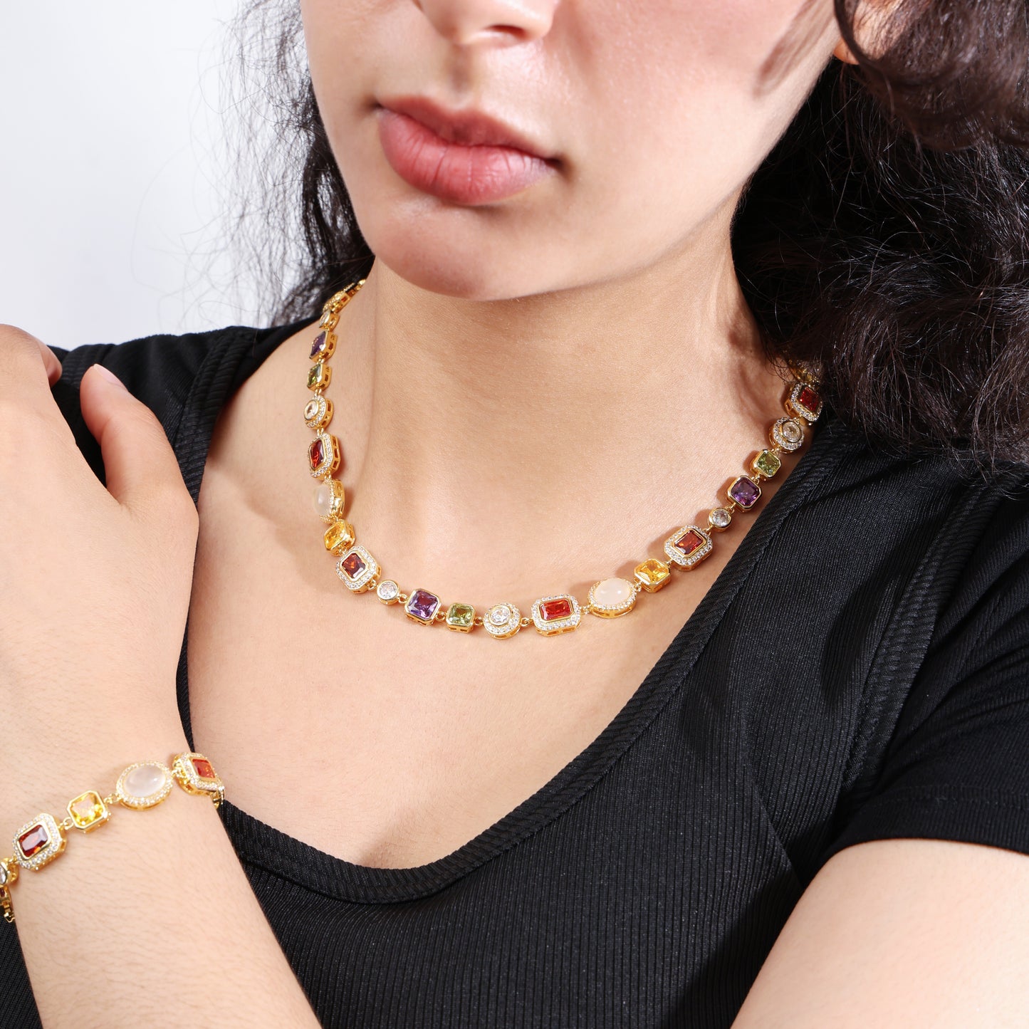 Beautiful Gemstone Set(Gemstone Necklace ＆ Bracelet)