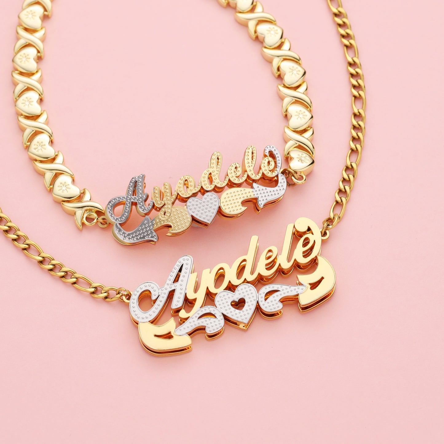 Custom Kids XOXO Bracelet and Name Necklace Jewelry Set