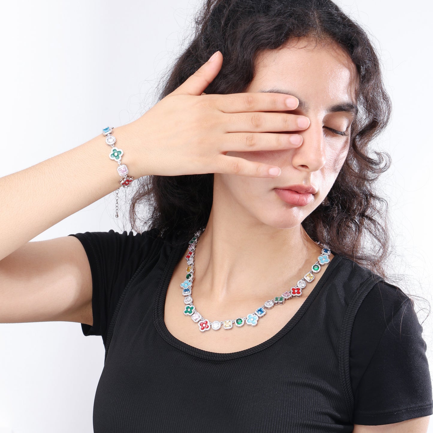 Mosaic Garden Gemstone Set ( Necklace＆ Bracelet)