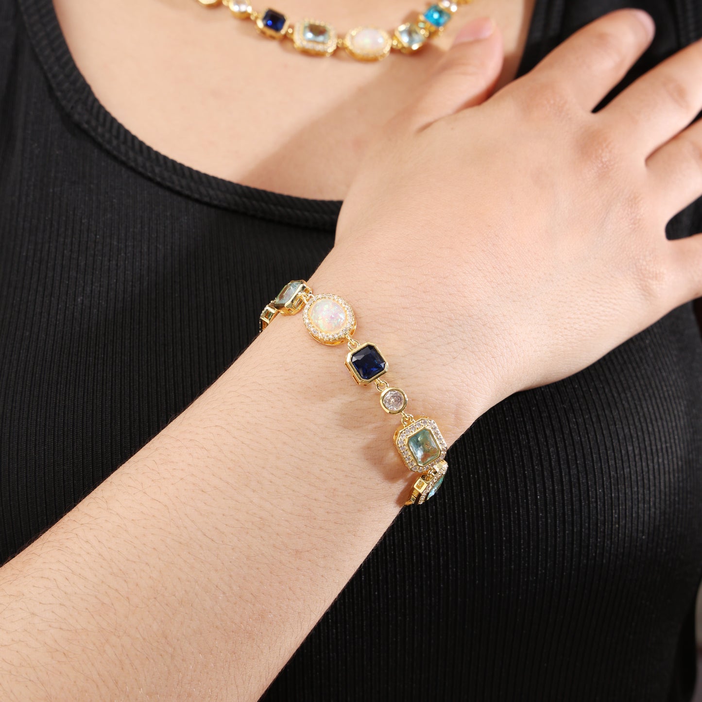 Blue Gemstone Solstice Bundle(Unisex Necklace ＆ Bracelet)