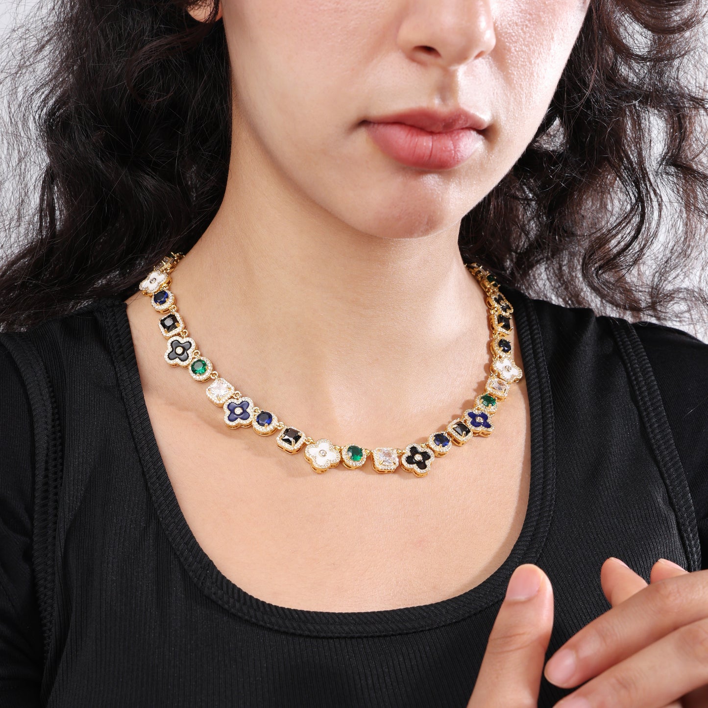 Gold Midnight Garden Gemstone Necklace