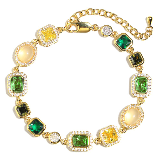 Graduated Green Chrysoprase Gemstone Bracelet