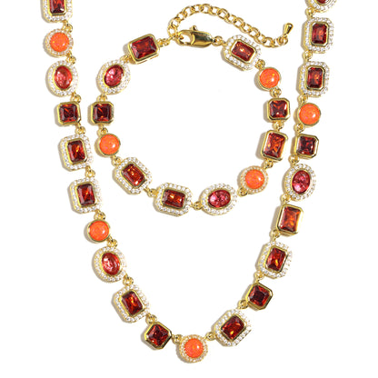Sunrise Glow Red Gemstone Necklace
