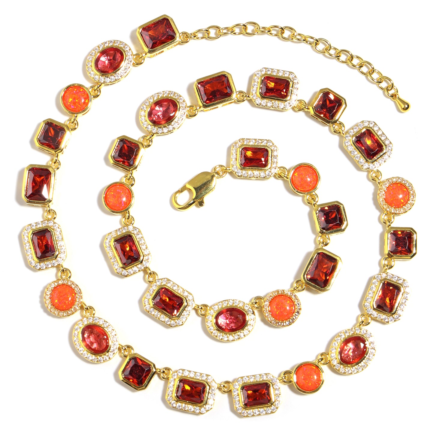 Sunrise Glow Red Gemstone Necklace