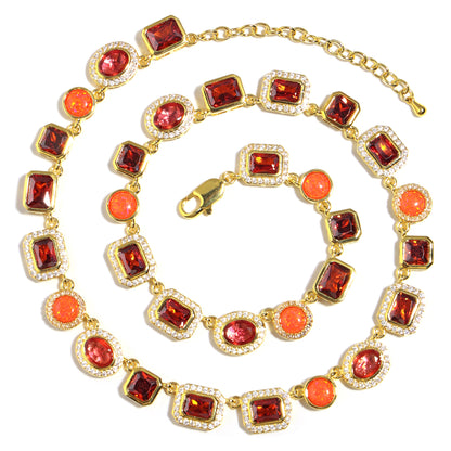 Sunrise Glow Red Gemstone Necklace