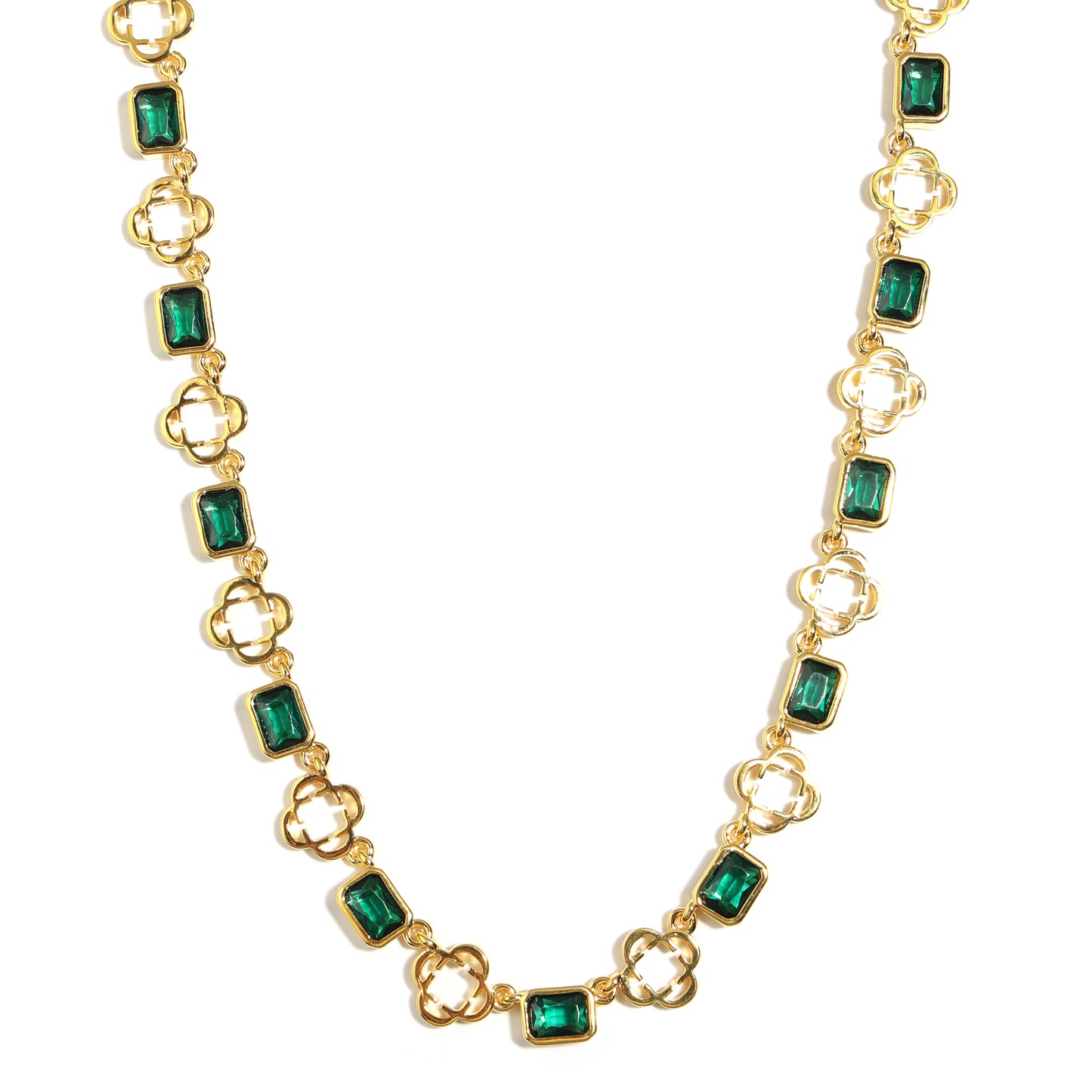 Green Gemstone Clover Bracelet