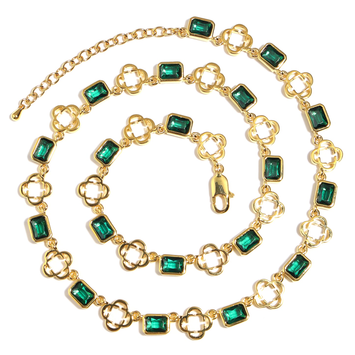 Green Gemstone Clover Bracelet