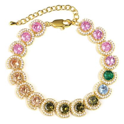 Summer Watermelon Tourmaline Statement Gemstone Bracelet