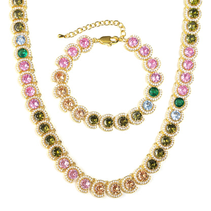 Summer Watermelon Tourmaline Statement Gemstone Bracelet