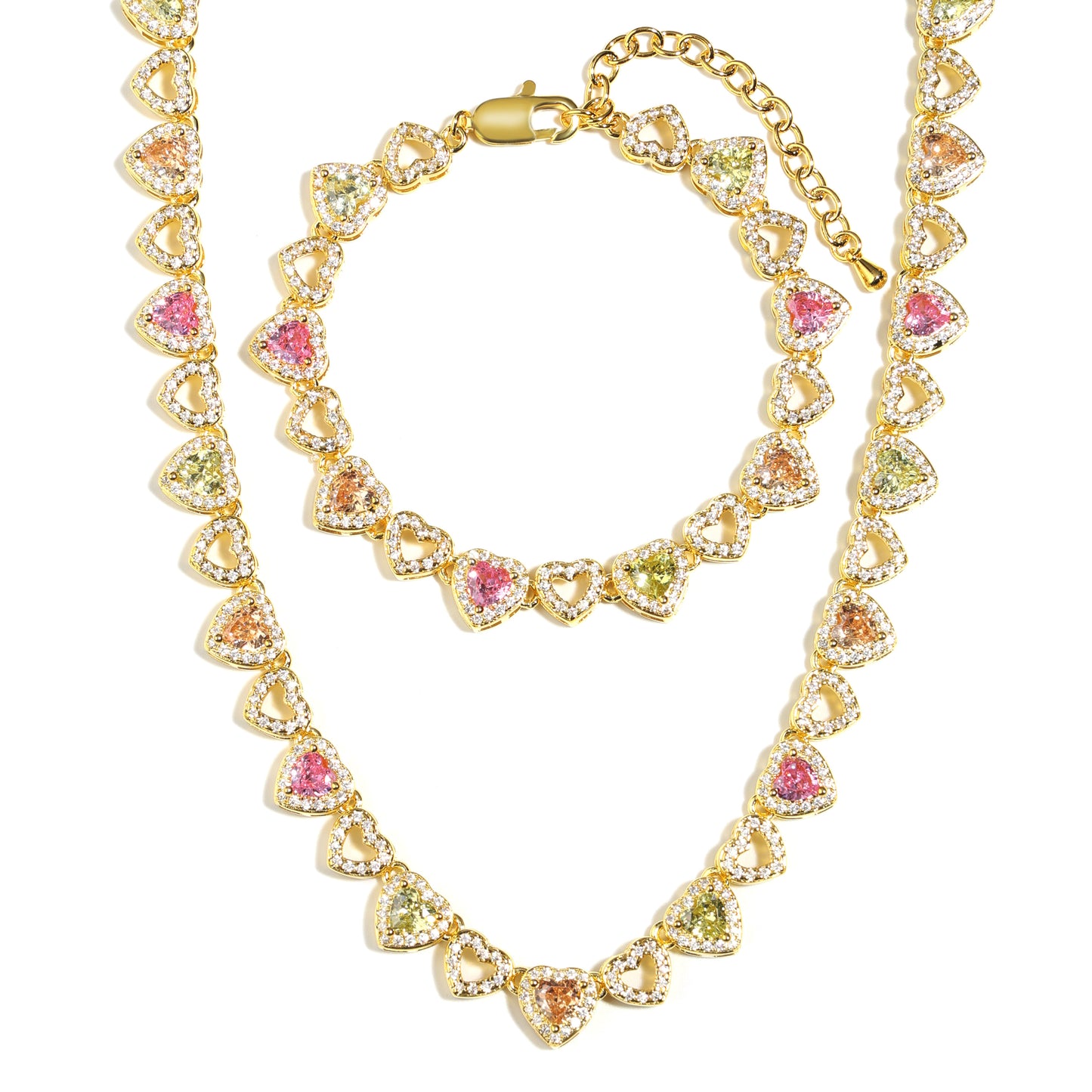Rainbow Hearts Multicolor Tourmaline Bracelet
