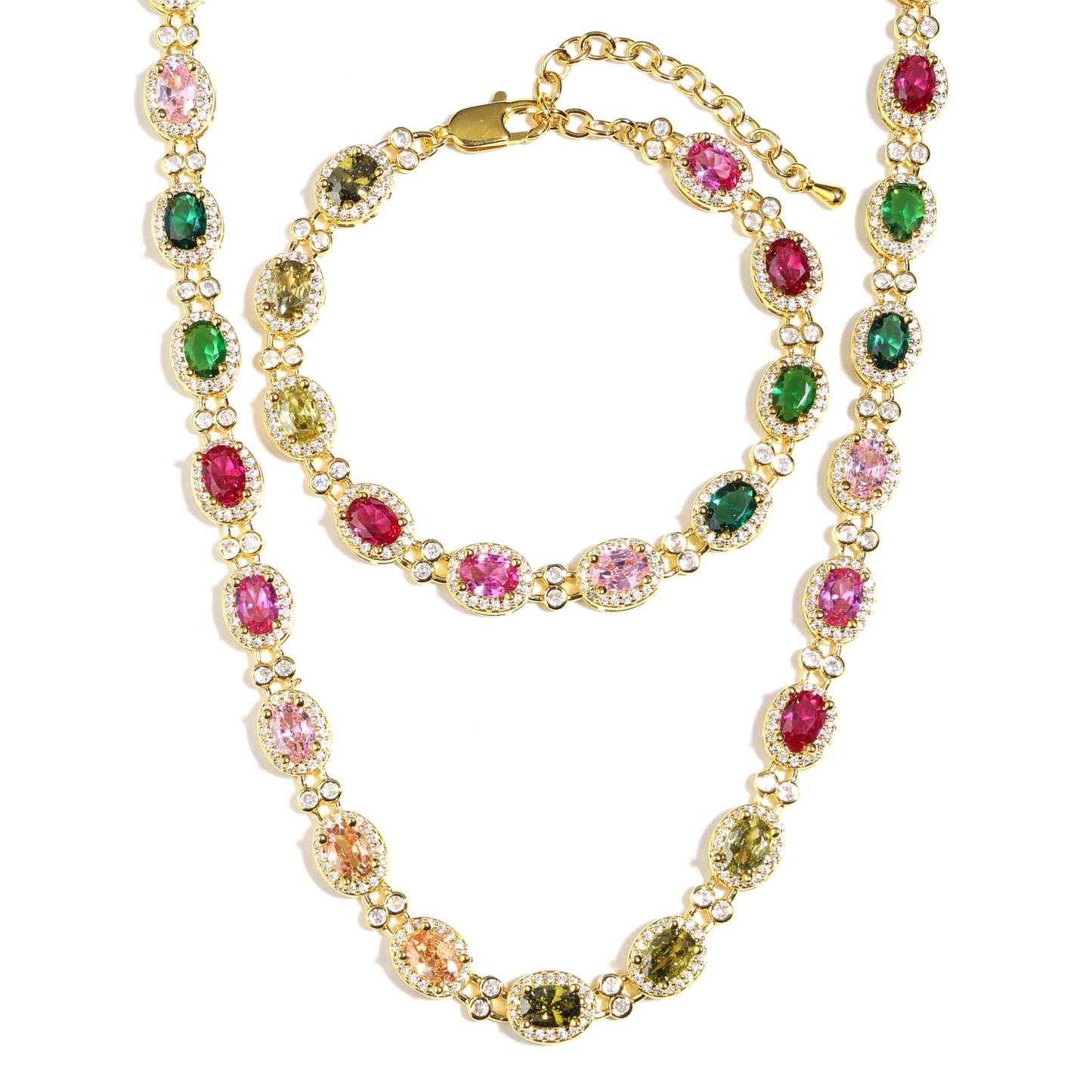 Timeless and Elegant Oval Rainbow Tourmaline Bracelet