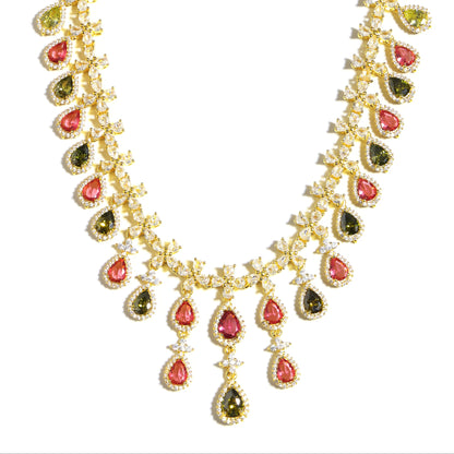 Palace-style Gorgeous Tourmaline Tassel Necklace