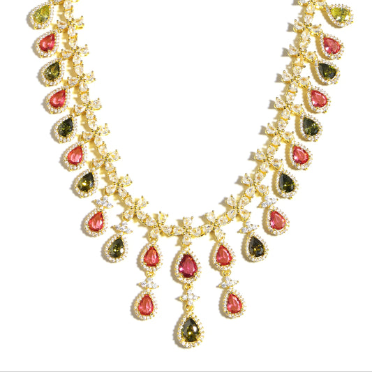 Palace-style Gorgeous Tourmaline Tassel Necklace