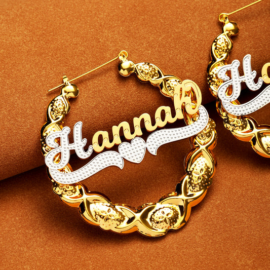 Heart Shaped Name Hoop Earrings