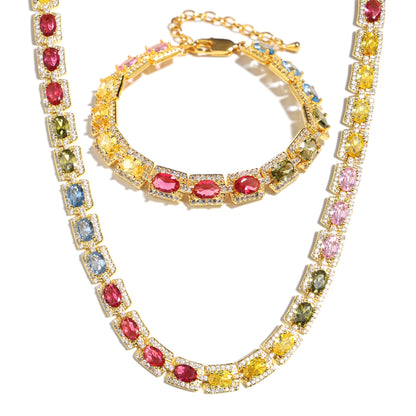 Colorful Symphony of Colors Sugar Cube Tourmaline Bracelet