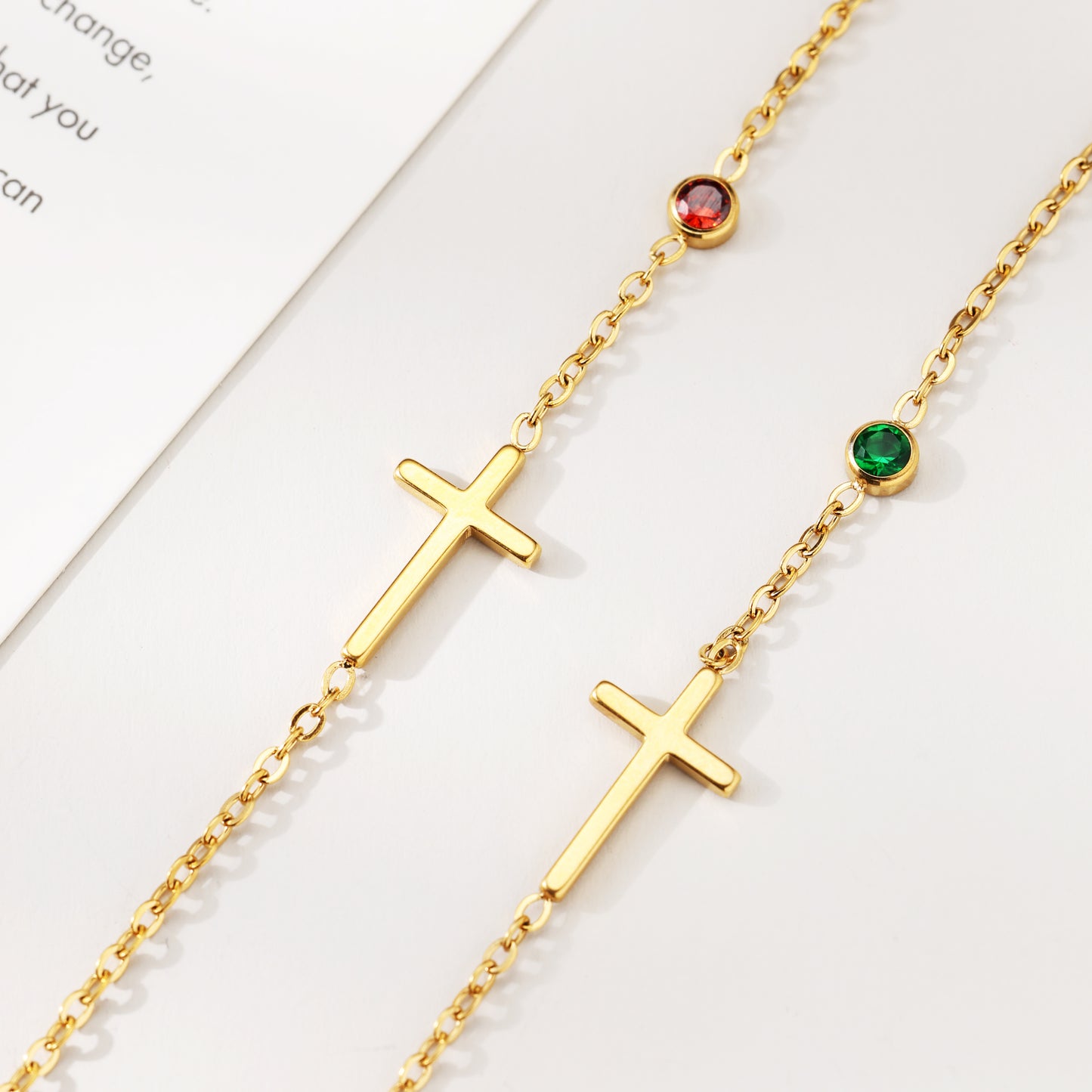Mini Cross Birthstone Bracelet