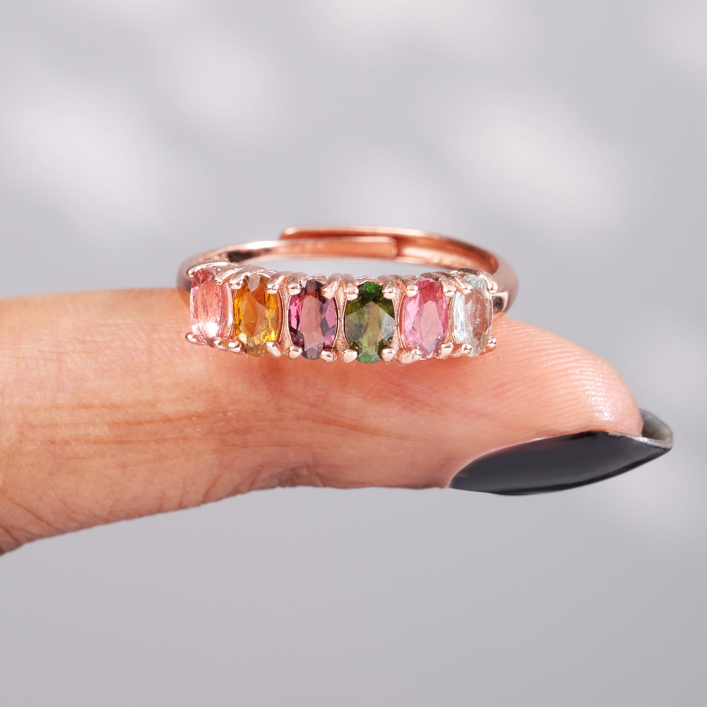 Modern Gradient Oval Tourmaline Ring