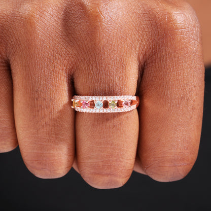Vivid Round-Cut Tourmaline Statement Ring