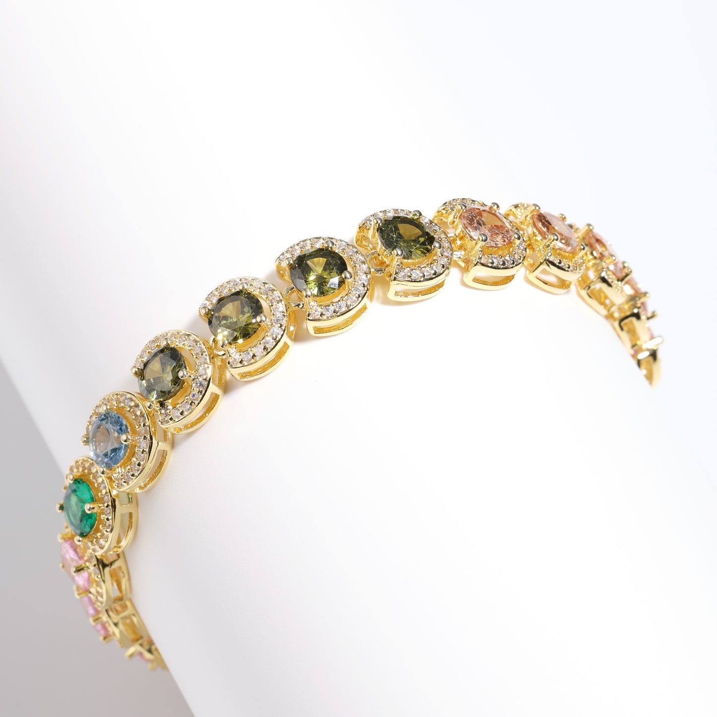 Summer Watermelon Tourmaline Statement Gemstone Bracelet