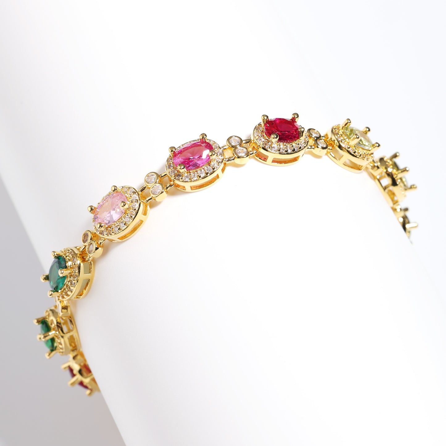 Timeless and Elegant Oval Rainbow Tourmaline Bracelet