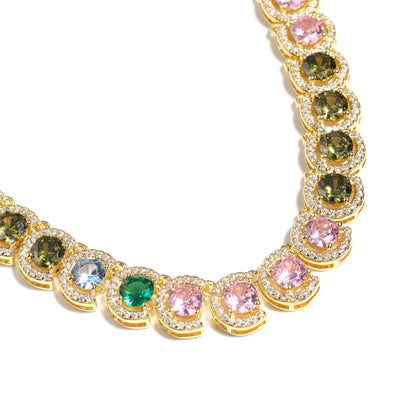 Summer Watermelon Tourmaline Statement Gemstone Bracelet