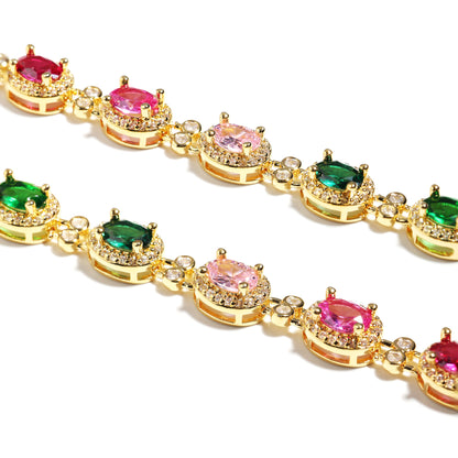 Timeless and Elegant Oval Rainbow Tourmaline Bracelet