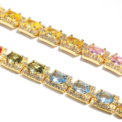 Colorful Symphony of Colors Sugar Cube Tourmaline Bracelet