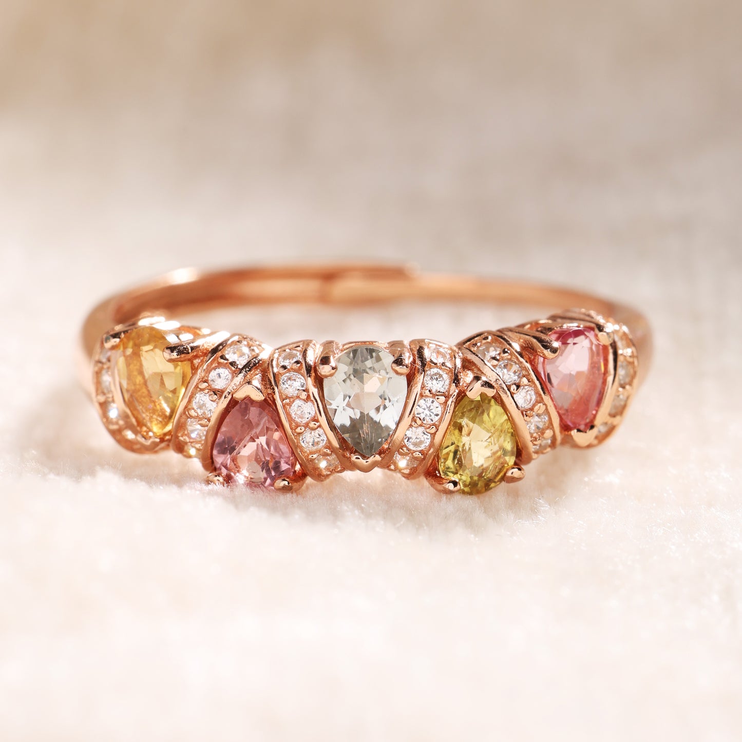 The Teardrop Tourmaline Band Minimalist Ring