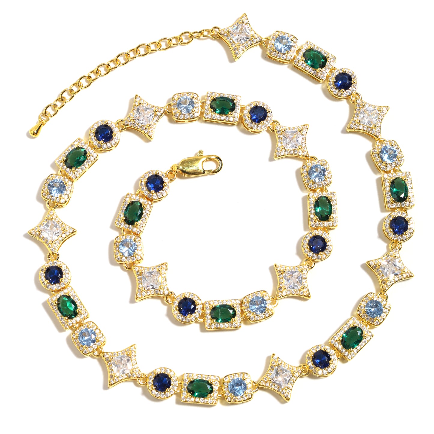 Geometric Colored Gemstone Necklace (Unisex)
