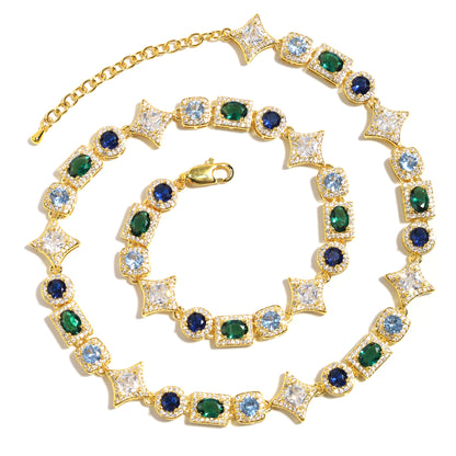 Geometric Colored Gemstone Necklace (Unisex)
