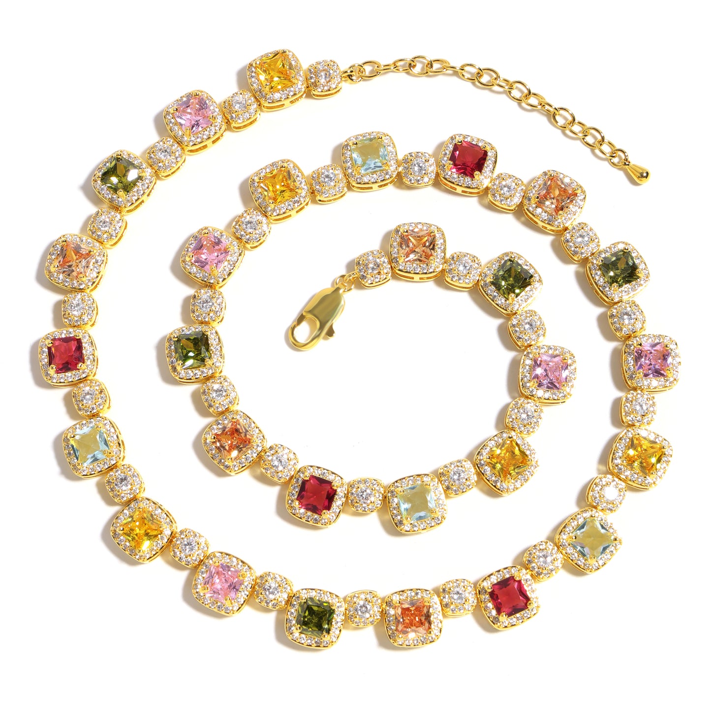 Candy-colored Sweet Square Tourmaline Bracelet