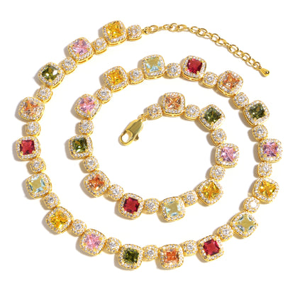 Candy-colored Sweet Square Tourmaline Bracelet