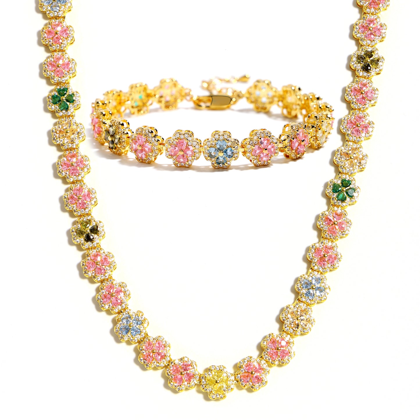 Pink Blossom Garden Tourmaline Charm Bracelet