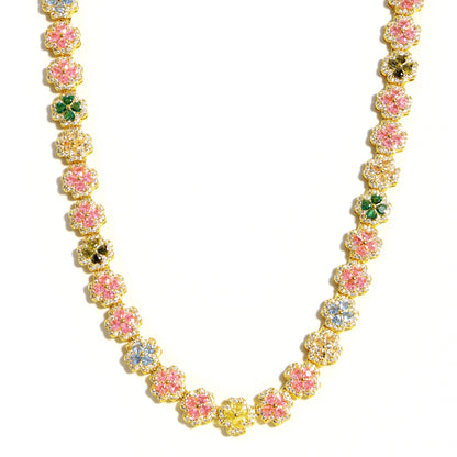 Pink Blossom Garden Tourmaline Charm Bracelet