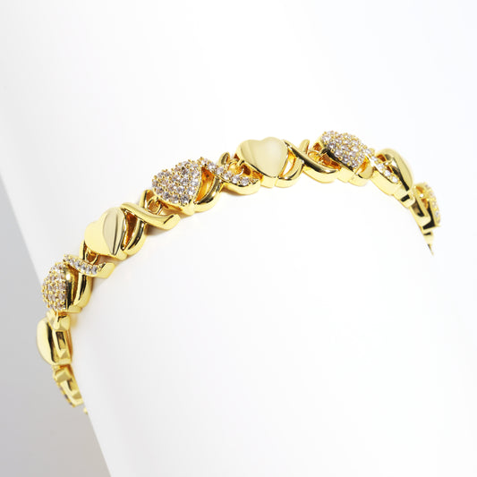 Gold XOXO Diamond Gemstone Bracelet
