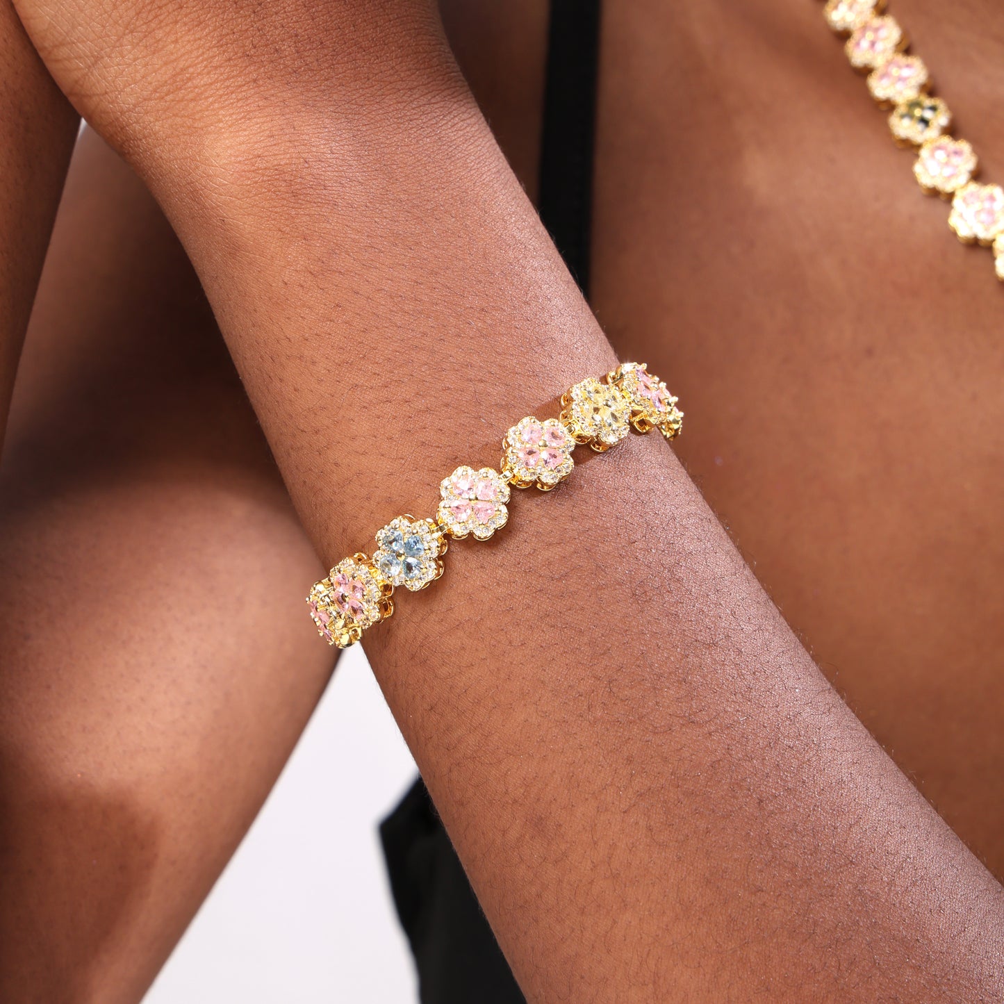 Pink Blossom Garden Tourmaline Charm Necklace