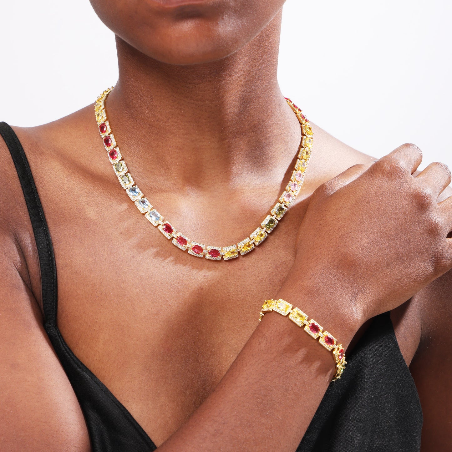 Colorful Symphony of Colors Sugar Cube Tourmaline Bracelet