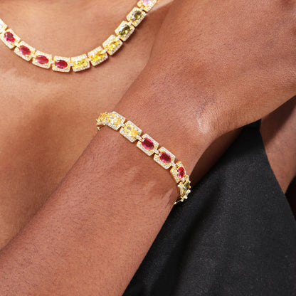 Colorful Symphony of Colors Sugar Cube Tourmaline Bracelet