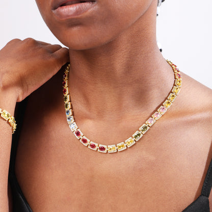 Colorful Symphony of Colors Sugar Cube Tourmaline Bracelet