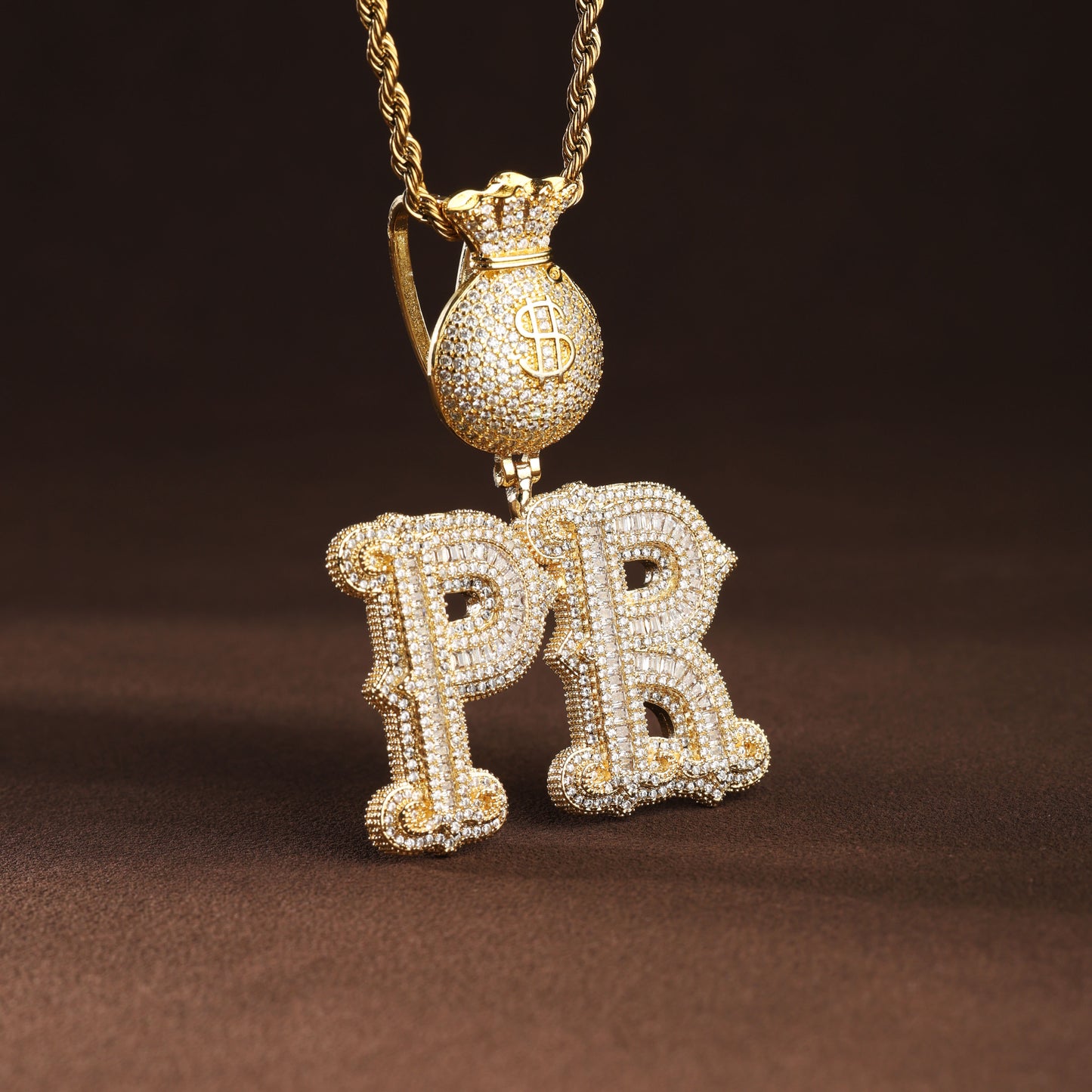 Custom Letter Pendant Necklace 18K Gold