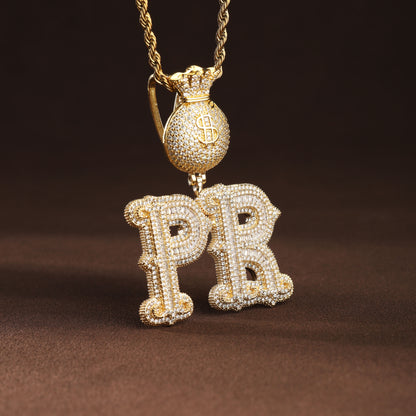 Custom Letter Pendant Necklace 18K Gold