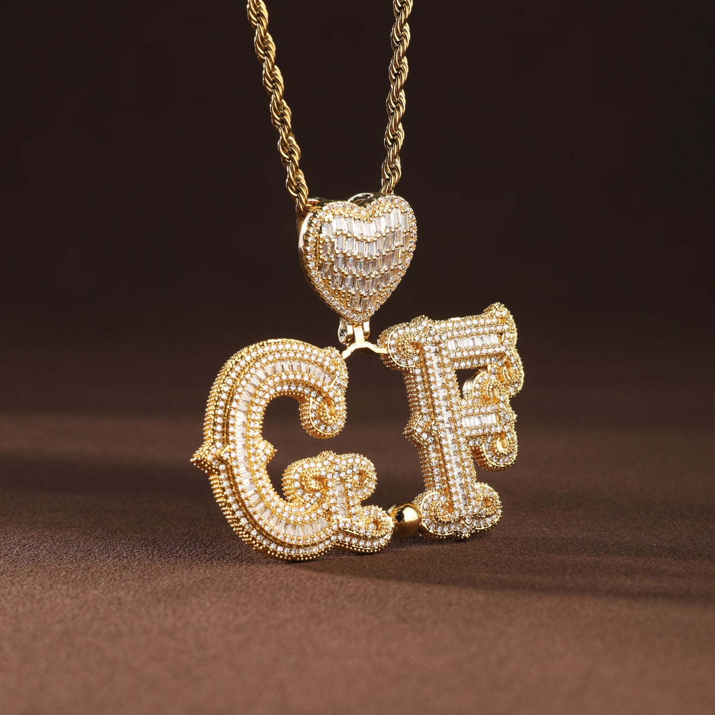 Custom Letter Pendant Necklace 18K Gold