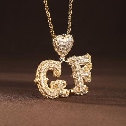 Custom Letter Pendant Necklace 18K Gold