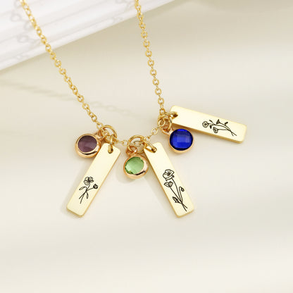 Unique Birth Flower and Birthstone Necklace