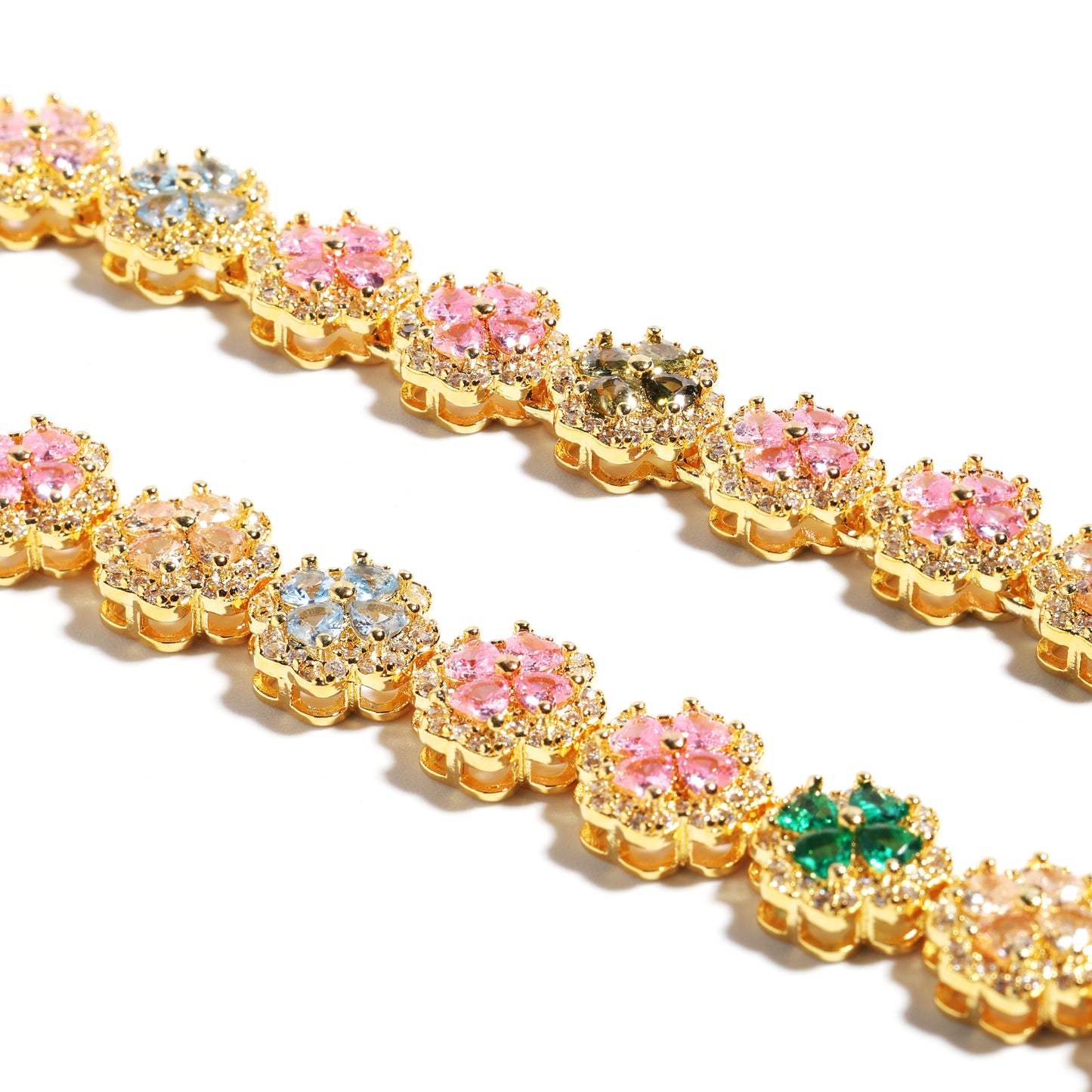Pink Blossom Garden Tourmaline Charm Bracelet